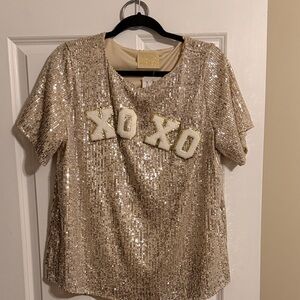 Judith March Sequin XO XO Women's Top NWT